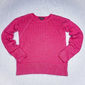 Tommy Bahama Fuchsia Cable Knit Crew neck Sweater – Women's Small – Cozy Classic